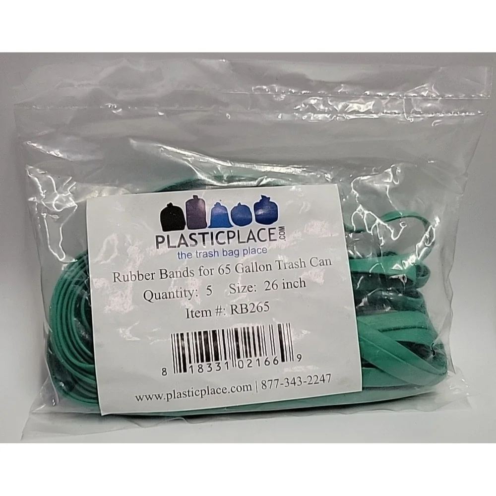 5 Pack Plasticplace Rubber Bands for 65 Gallon Trash Can 26